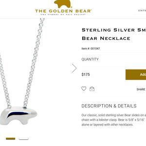 The Golden Bear: Sterling Silver Small Bear Necklace -NEVER WORN